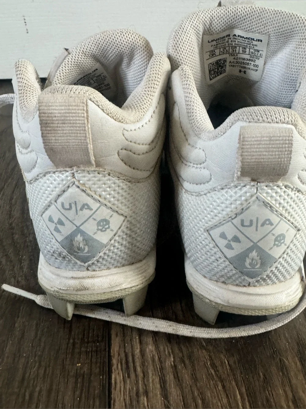 Under Armour White Kids' Cleats - Mesh Athletic Sneakers - Picture 2 of 4